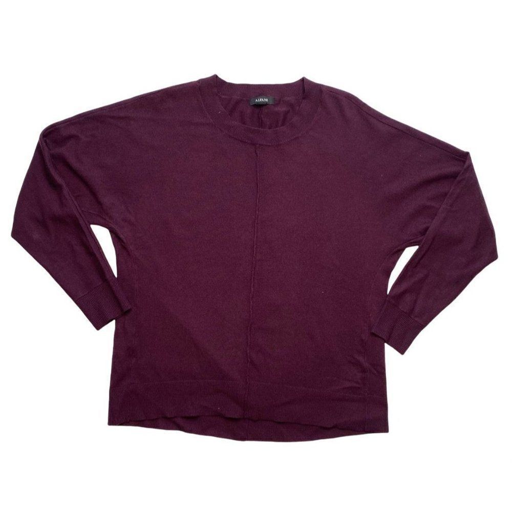 Alfani Pullover Sweater Top XS Dark Purple Women's Seam-Front Relaxed NEW